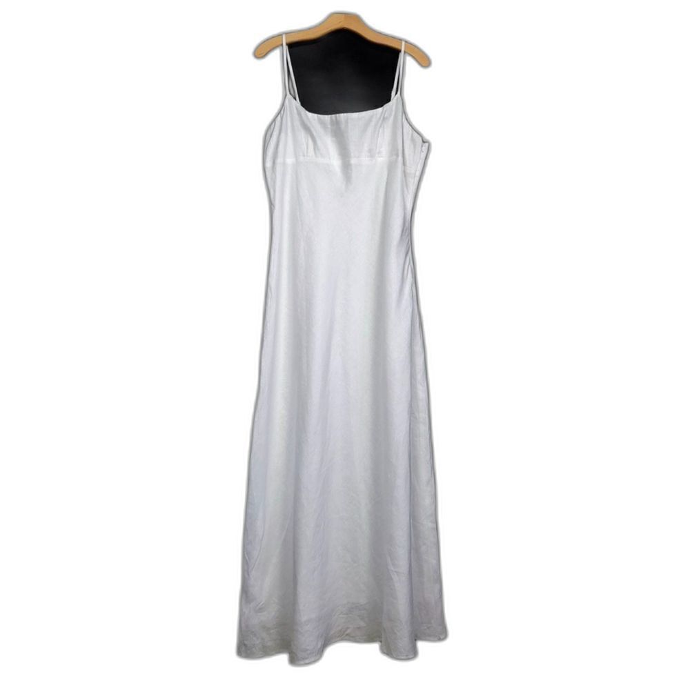 DISSH Lucia White Linen A-line Modern Prairie Midi Dress Womens US 12